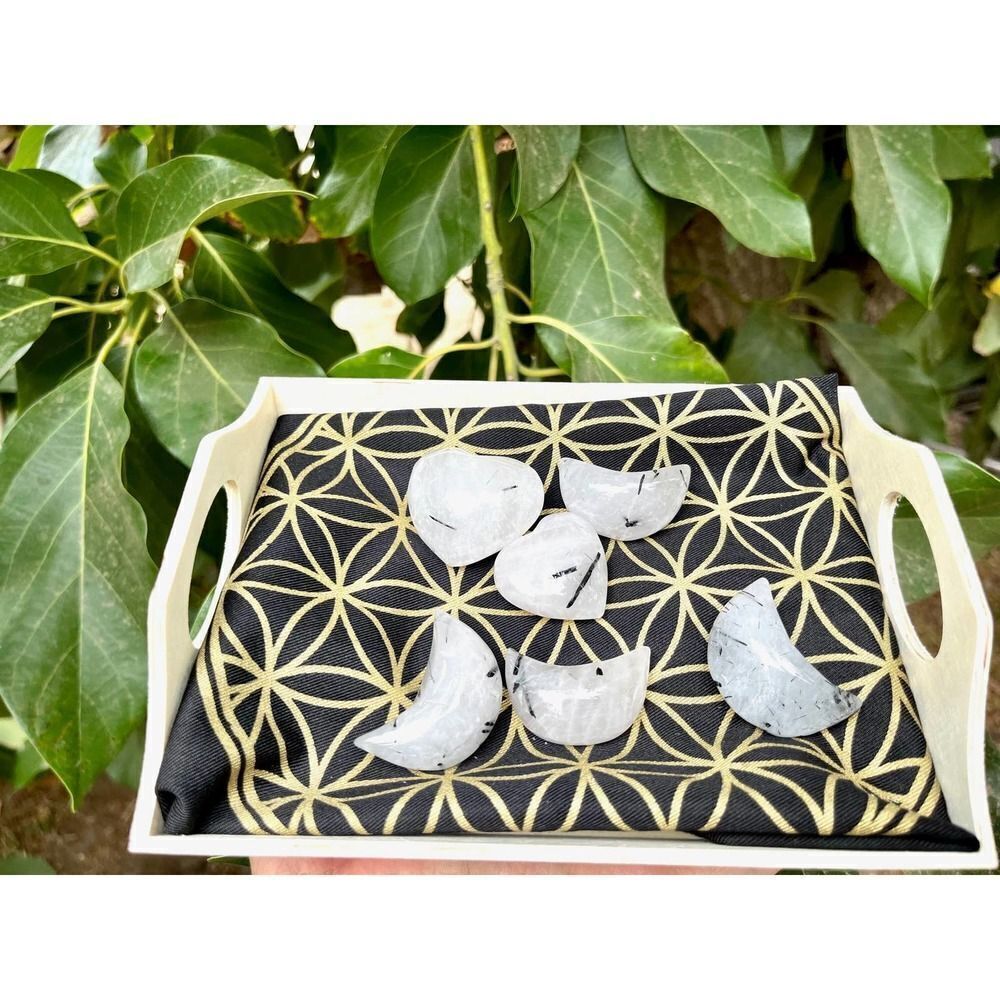 Tourmalinated Quartz Heart or Moon Carving